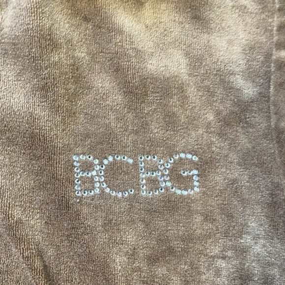 BCBG MAXAZARIA Velour Sweater Womens Medium Brown Bedazzled Zip Long Sleeve - Picture 2 of 7